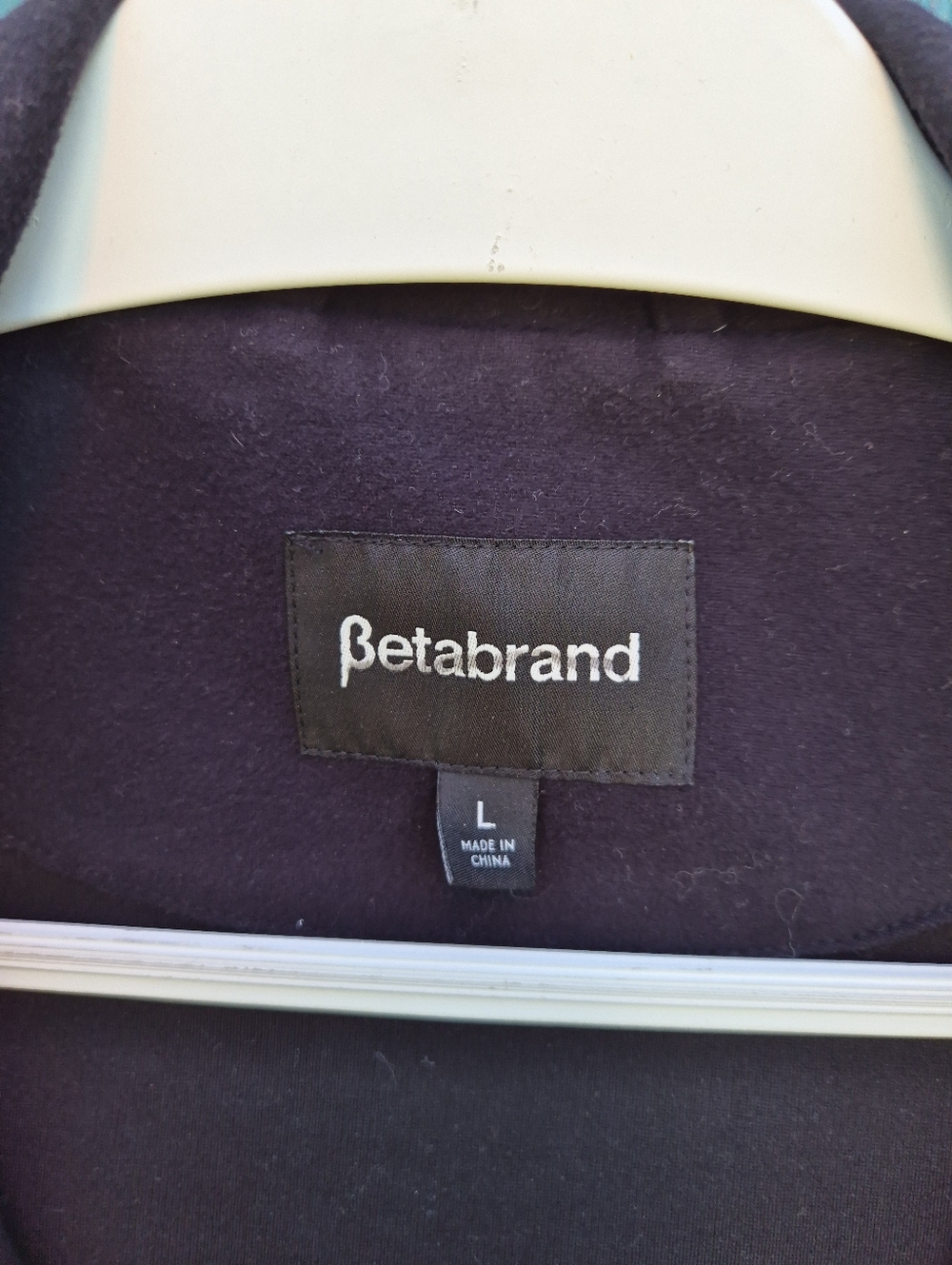 Betabrand Black Hooded Coat Women’s Large Asymmetrical Snap Front Stretch Jacket - Picture 2 of 5